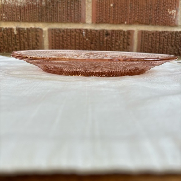 Vintage Indiana Glass Tiara Pink Peach Sandwich Pattern oval Serving Plate - Picture 2 of 6